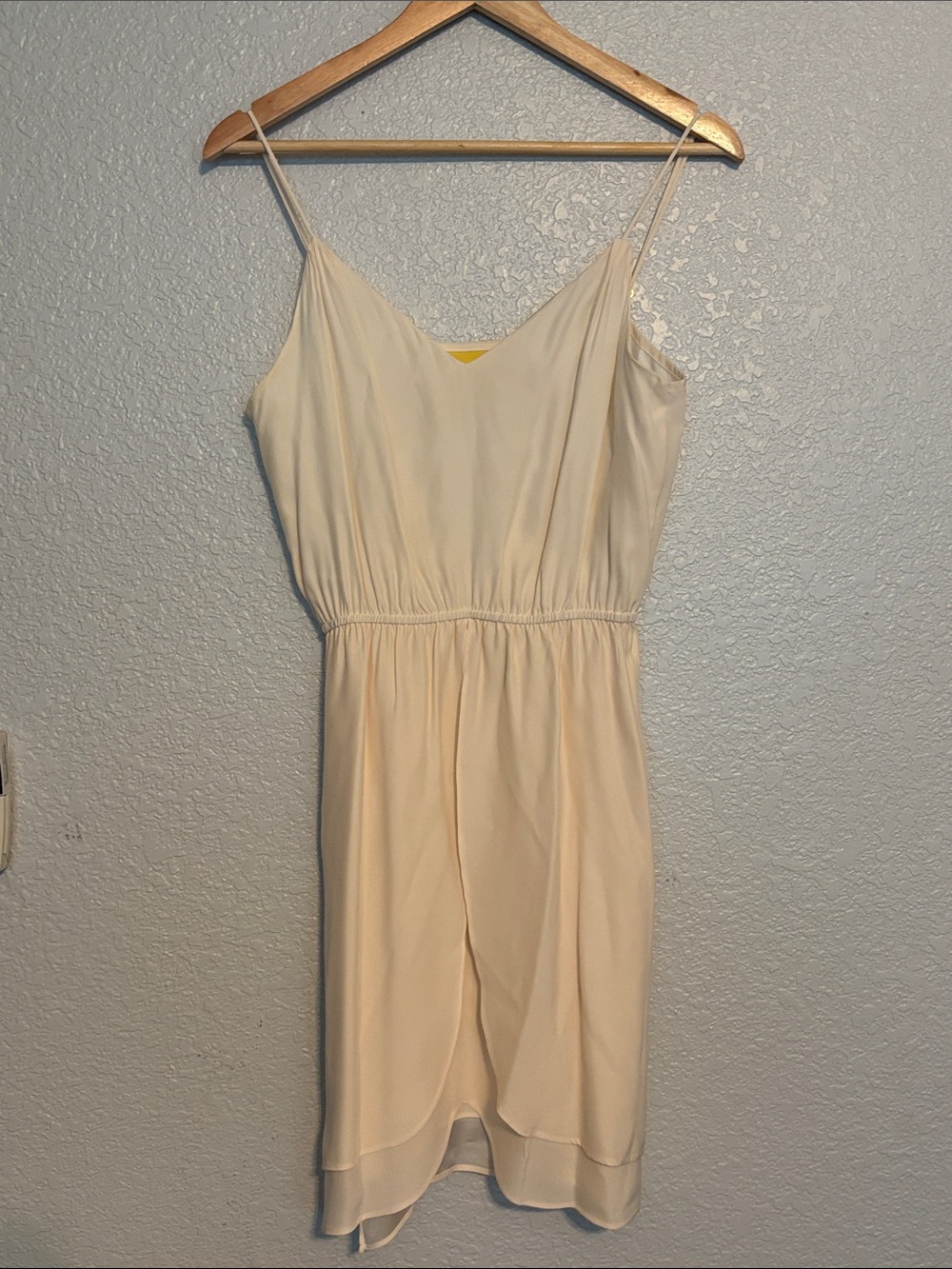 Aaron Ashe Cream Spaghetti Strap Mini Silk Dress